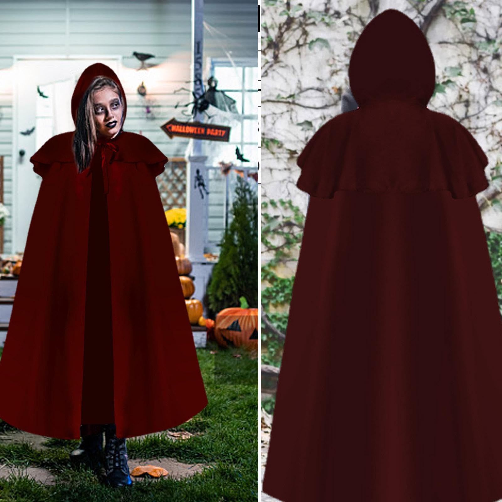 Amazon.co.jp: [PINNKL] 大人用フード付きケープ,ハロウィン魔女テーマ